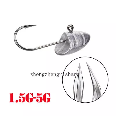 25pz Ganci da Pesca Testa Piombo Acciaio al Carbonio Gambo Lungo Gancio da Pesca Attacco Trota Basso - Immagine 1 di 4