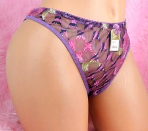Vintage-Stil bestickt Blumen Sissy Mesh Spitze Tanga Höschen Gr. M oder L 14 FARBEN! - Bild 1 von 18
