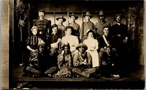  RPPC Postcard Actors Theatre Cast Play Indian Military Cowboy Padre Early 1900s - Picture 1 of 3