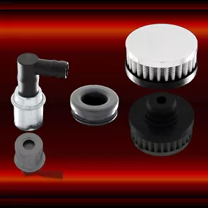 Chrome Filter Breather and PCV Valve Set for Ford Chevy Mopar Pontiac Oldsmobile - Picture 1 of 1