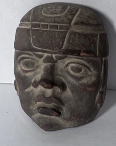 Vintage Mayan Head Sculpture 3” Tall 2.25” Wide Stamped Mexico - Picture 1 of 5