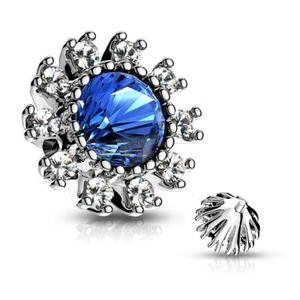 Piercing microdermal pierre bleue entourée de strass - Picture 1 of 1