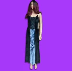 WOMANS CYKXTEES BLACK VELVET MEDIEVAL MAXI DRESS SZ S W/ VELVET CAPE & SACHEL - Picture 1 of 6