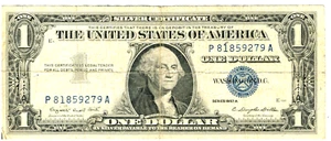 United States One Dollar Silver Certificate 1957A Bill Blue Seal Fair Cond. 8024 - Picture 1 of 4