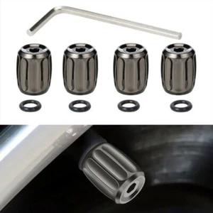 4 X Titanium Anti-Theft Tyre Valve Dust Cap Universal Car Bike Motorcycle . - Picture 1 of 13