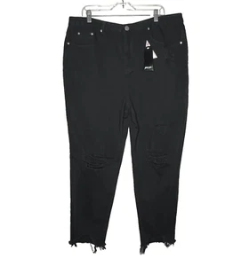 Nasty Gal Ripped Distressed High Waisted Jeans Women's 14 Black Grunge NWT - Picture 1 of 20