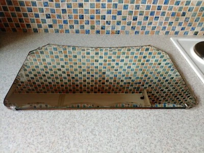 VINTAGE FRAMELESS MIRROR BOARD BACKING ORIGINAL CHAIN MEASURES 22 X 13 INCHES - Image 1 of 4