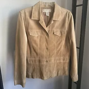 APOSTROPHE Women’s Leather Button Up Jacket Size 16 Tan Front Pockets Fall - Picture 1 of 8