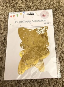 Party Time 3D Gold Butterfly Cake Toppers Birthday Cake Decorations Party 20 Pcs - Picture 1 of 2