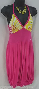 Akademiks bright colorful Puff Skirt Sun Dress Stretch Knit t ee beach cover M - Picture 1 of 8