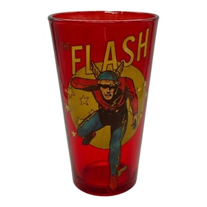 2014 DC Comics FLASH Red Tinted Glass Tumbler 14oz 6" - Imagen 1 de 4