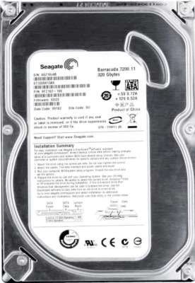 Hard Drive Seagate barracuda 7200.11 ST3320813AS 320GB 7.2K 8MB SATA 3.5 " Inch - Image 1 of 3