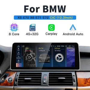 12.3" Android Screen Apple Carplay Display For BMW X5 E70 X6 E71 2010-13 CIC - Picture 1 of 12