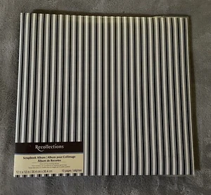 New Recollections 12x12 Scrapbook #237480 Black & White Stripes - Picture 1 of 3