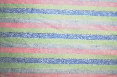 2 Yards Pink Blue Green Pastel Stripes Silky Poly Blend Blouse Fabric 94" X 58" - Image 1 of 3