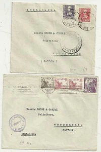 SPAIN - ESPANA x 2 CONSULAR MAIL COVERS TO SUFFOLK UK 2 DIFF CACHETS 1940s? - Picture 1 of 2