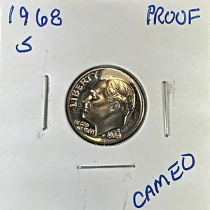 1968-S Roosevelt Dime Cameo PROOF (Brilliant Uncirculated) San Francisco Mint - Picture 1 of 3