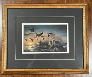 Terry Redlin 1983 SUNDOWN Mallard Ducks Print 22" x 18" x 2" Framed and Matted - Picture 1 of 17