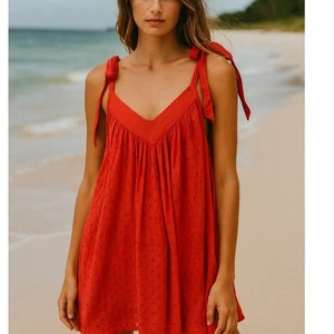 Lilkah rot orange Ösen Schulterband Top groß - Bild 1 von 5