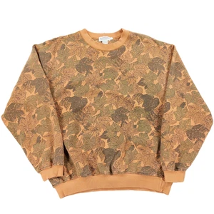 Vintage 80s Banana Republic Safari & Travel Sweatshirt Mens Large, Leaf Camo AOP - Picture 1 of 8