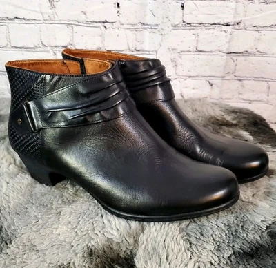 Botines Rockport para mujer de cuero negro acanalados talla 9 clásicos Foto 1 de 4