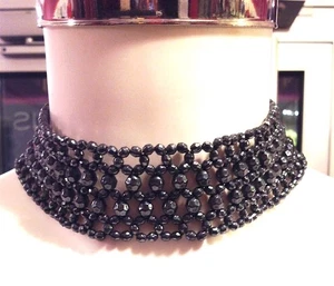 eng anliegende Kette aus schwarzen Perlen/Choker / 3,5 cm breit /neu/Modeschmuck - Bild 1 von 3