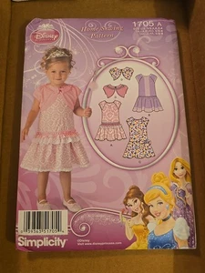 Simplicity 1705 Disney Princess Baby Toddler Girl Dress Pattern 1/2-4 Uncut New  - Picture 1 of 2