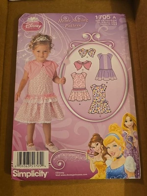 Simplicity 1705 Disney Princess Baby Toddler Girl Dress Pattern 1/2-4 Uncut New  - Image 1 of 2