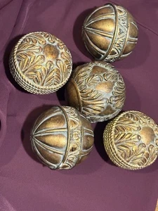Decorative Textured Resin Display Orbs Balls Set Distressed Home Decor Lot Of 5 - Picture 1 of 8