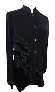 Chicos Travelers Jacke Gr. 0/M schwarz Velour Kaiserin Scroll Isabel Urlaub - Bild 1 von 3