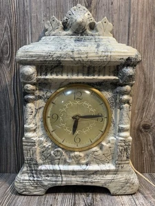 Large Antique Marble/ Stone Mantle Clock 25 Lb 16 In Tall WORKS - Picture 1 of 16