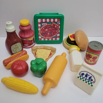 Vintage Fisher Price Little Tikes Play Food Lot of 13 Pizza, Corn Cob, Hamburger - Image 1 of 4