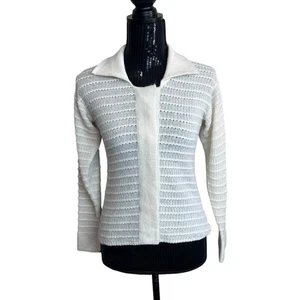 MOZH MOZH Baby Alpaca Wool Knit Sweater Womens Large Cardigan Ivory White - Picture 1 of 9