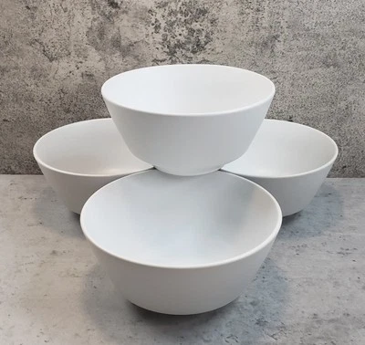 Crate & Barrel Cereal Bowls 6" White Matte Stoneware Set of 4 NWT - Image 1 of 4