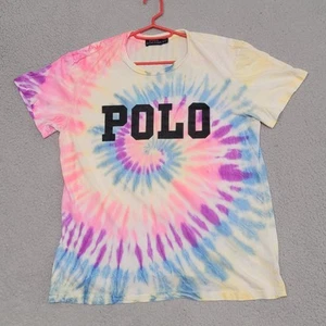 Polo Ralph Lauren camicia donna media grande vestibilità tie dye cotone maglietta stampa all over - Foto 1 di 10