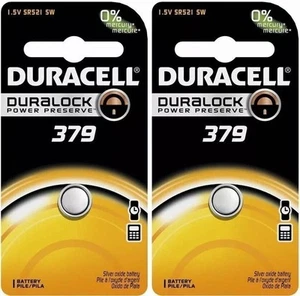 2 Duracell 379 (SR521SW) Silver Oxide Batteries 1.5 Volt - Picture 1 of 3
