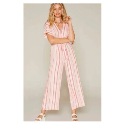 Sadie & Sage Striped Pink and White Jumpsuit - Изображение 1 из 4