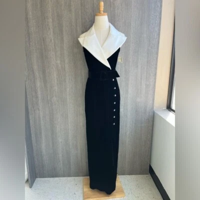 NUEVO CON ETIQUETAS Vintage Saks Fifth Avenue Terciopelo Halter Cuello Talla 8 Foto 1 de 4