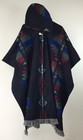 Alpaca Poncho with Hood black Soft Comfortable Wool | Navajo Design Handcrafted