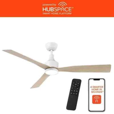 Ryland 52 in. Smart Indoor/Outdoor Matte White Ceiling Fan Adjustable White LED - Image 1 of 4