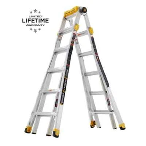 23 ft.Reach Aluminum Multi-Position Ladder w/ Project Tray, 375 lbs.Load Capacit - Picture 1 of 8