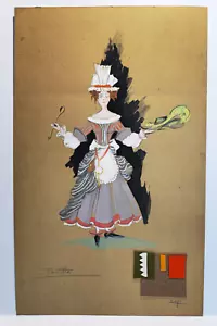 Vintage signiert von Tornette Fashion Illustration/Zeichnung/Skizze - Bild 1 von 6