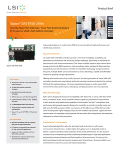 LSI Logic 3ware 9750-24i4e 28-port SATA + SAS 3Ware RAID Controller - Zdjęcie 1 z 1