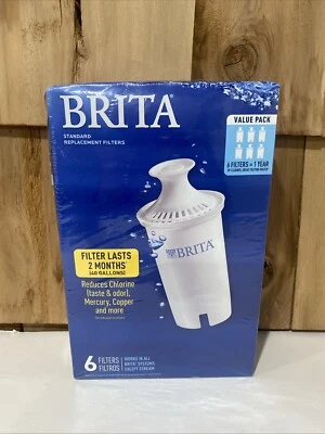 Brita Standard Replacement Drinking Water Pitcher Filters 6pk. New Sealed - Image 1 of 4