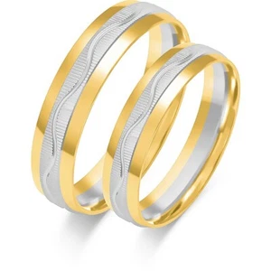Eheringe Gold 375 Bicolor Gelbgold Weißgold 5mm Trauringe Wellenmuster - Bild 1 von 1