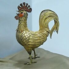 1940's Chinese Silver Gilt Filigree Enamel Rooster Cock with Box 5.5" 