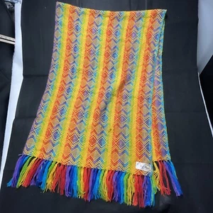 Alpaca Scarf Shawl Pashmina Fringe Rainbow Peru Fringe Trim Large Soft - Picture 1 of 9