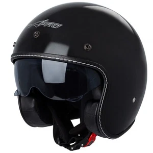 Casco Moto Jet Cafe Racer Omologato ECE 22-06 Visiera Parasole scooter Nero - Imagen 1 de 15