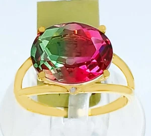 LAB CREATED 5.88 Cts TOURMALINE & GENUINE DIAMOND RING 10K GOLD - New With Tag - Picture 1 of 6