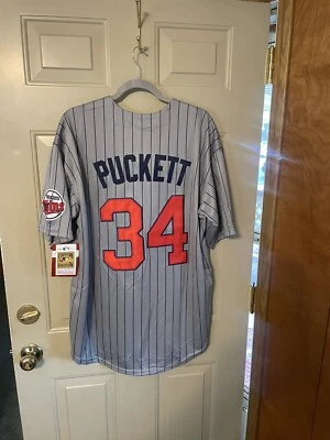 Kirby Puckett mlb mitchell and ness jersey xl 1987 gray/red blue trim #34new nwt - Image 1 of 4